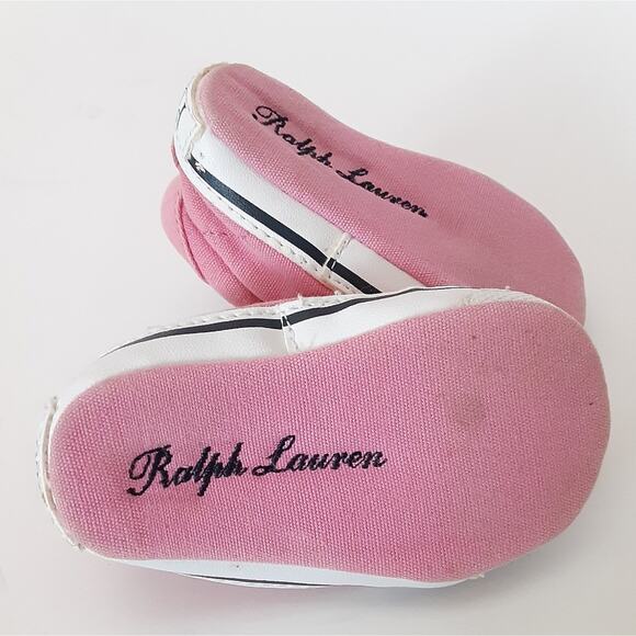 Ralph Lauren Baby Girl 3mo Pink Polo Shirt + Embroidered Slip On Sneakers Set - Picture 7 of 15